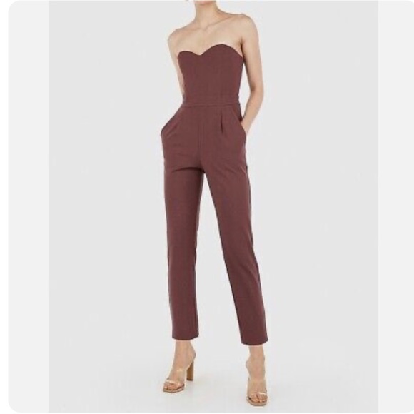 🆕 Express Wild Ginger Strapless Sweetheart Jumpsuit - Picture 2 of 11